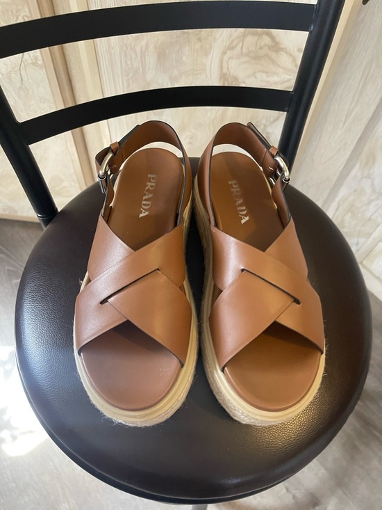 Prada Shoes - Prada Leather Platform Sandals 37 1/2 like new
